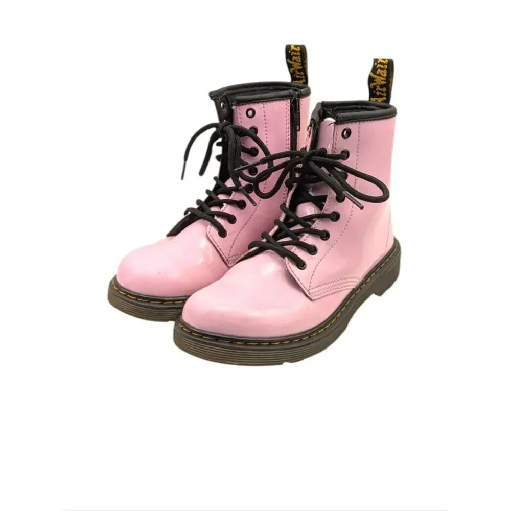 Dr. Martens 1460 8-Eye Patent Boot Pale Pink Kids Youth Side Zip Size 3  S4102